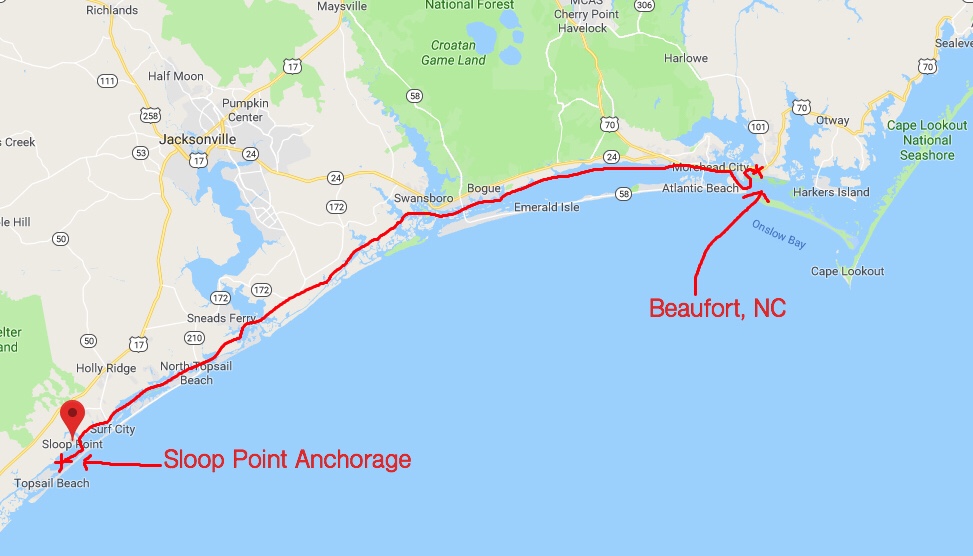 Route Leg From Beaufort to Sloop Point Anchorage